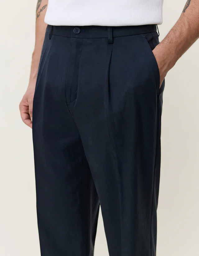 Les Deux Pleated Twill Suit Pants - Dark Blue Night