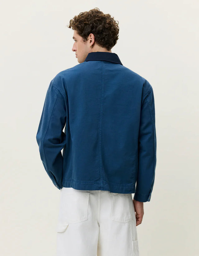 Les Deux Twill Zipper Jacket - Dark Denim Blue
