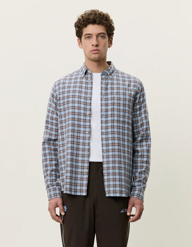 Les Deux Check Shirt - Faded Denim Blue