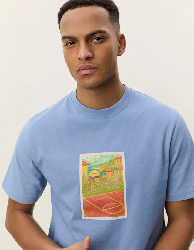 Les Deux Court T-shirt - Faded Denim Blue