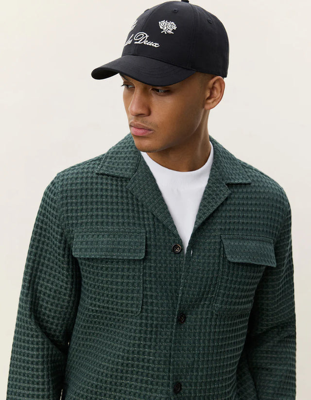 Les Deux Check Seersucker Overshirt - Pine Green