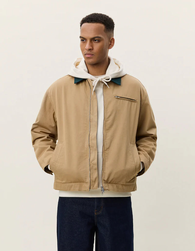 Les Deux Twill Zipper Jacket - Incense Beige