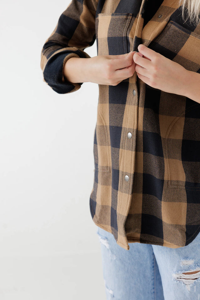 Kavu Wren Woman's Flannel Overshirt - Brown Bear Trail