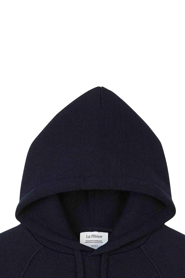 Le Minor Merino Hooded Sweater - Navy