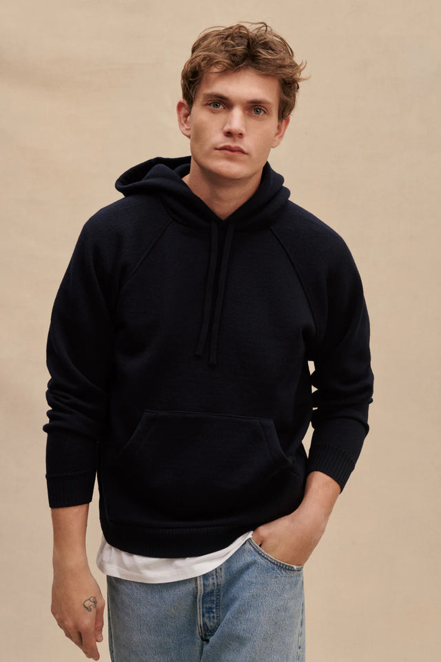 Le Minor Merino Hooded Sweater - Navy