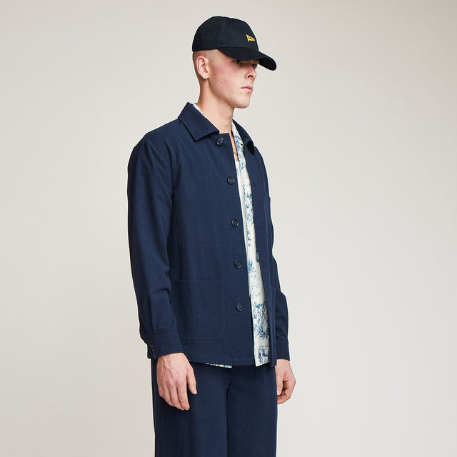 Brotherwolf Seersucker Overshirt - Navy