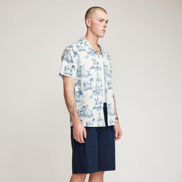 Brotherwolf Porcelain Cuban Shirt - Blue