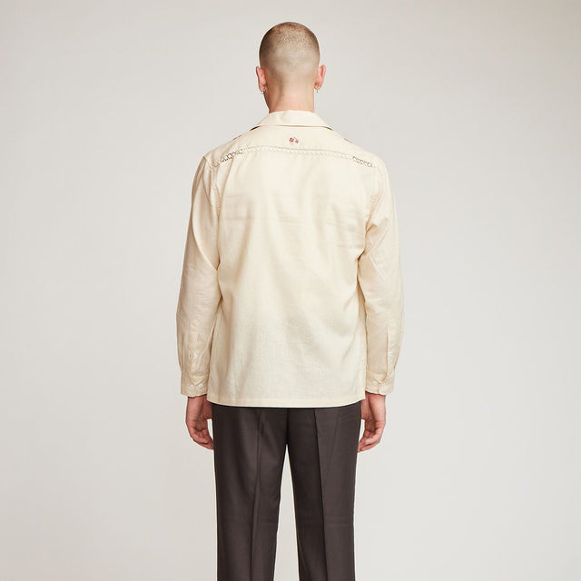 Brotherwolf Prairie Long Sleeve Cuban Shirt - Beige