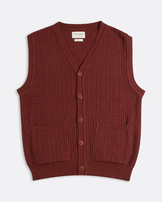 Far Afield Cropper Sleeveless Cardigan - Burgundy