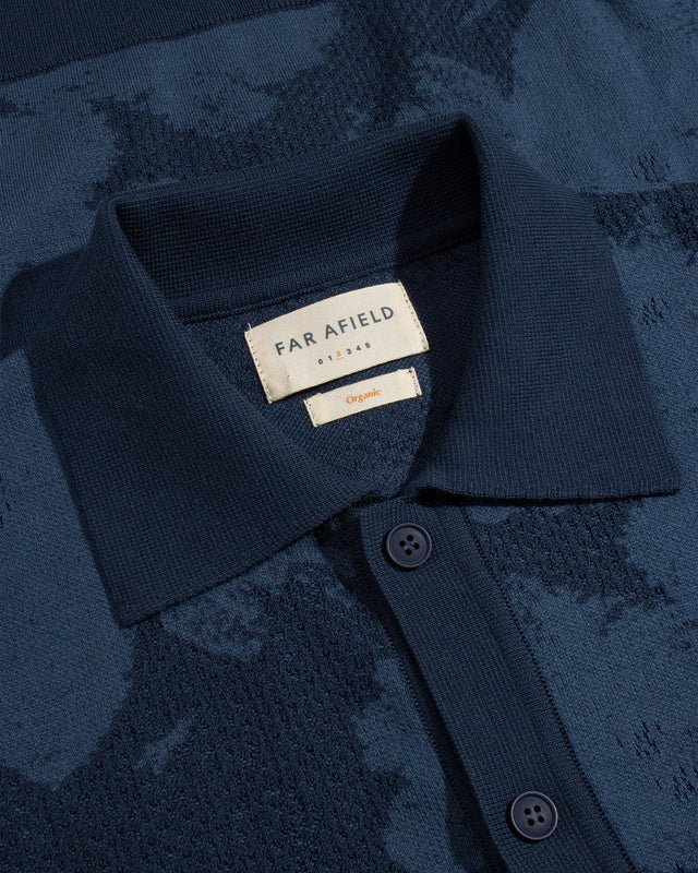 Far Afield Zigger Pixel Flower Knit Shirt - Navy