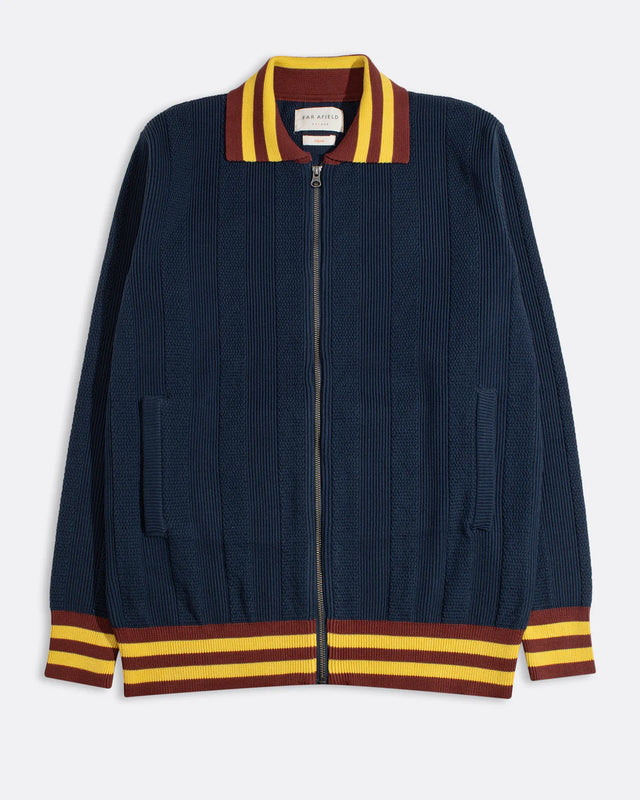Far Afield Aleksey Horace Stripe Zip-Up - Navy