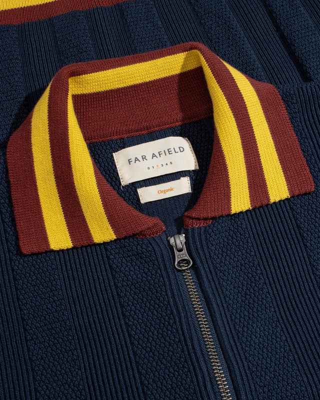 Far Afield Aleksey Horace Stripe Zip-Up - Navy