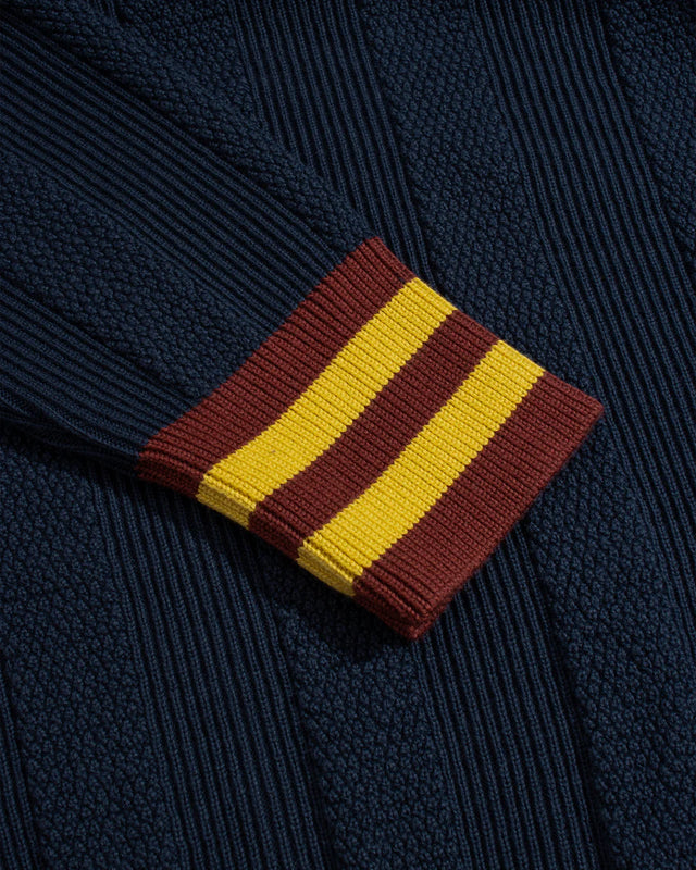 Far Afield Aleksey Horace Stripe Zip-Up - Navy