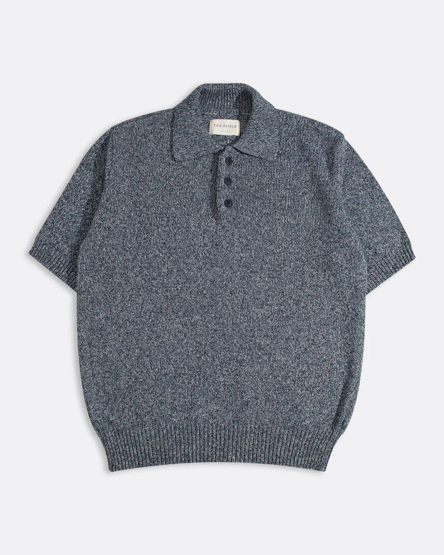 Far Afield Kier Mélange Knit Polo - Navy