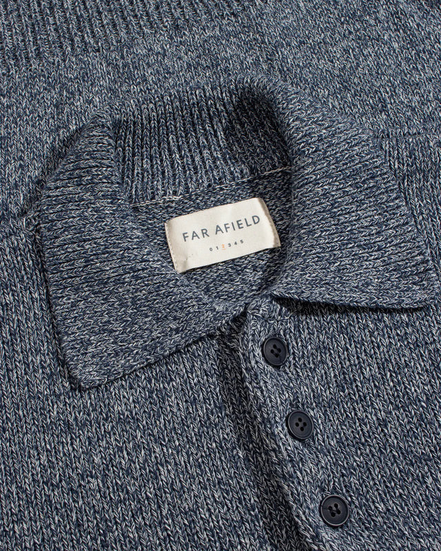 Far Afield Kier Mélange Knit Polo - Navy