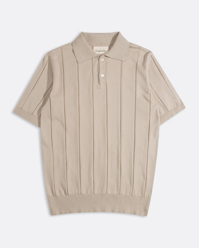 Far Afield Jacobs Knitted Polo Shirt - Sand