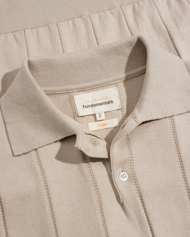 Far Afield Jacobs Knitted Polo Shirt - Sand
