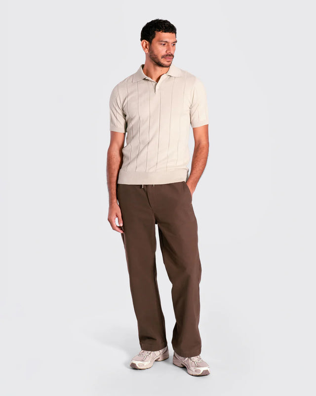 Far Afield Jacobs Knitted Polo Shirt - Sand