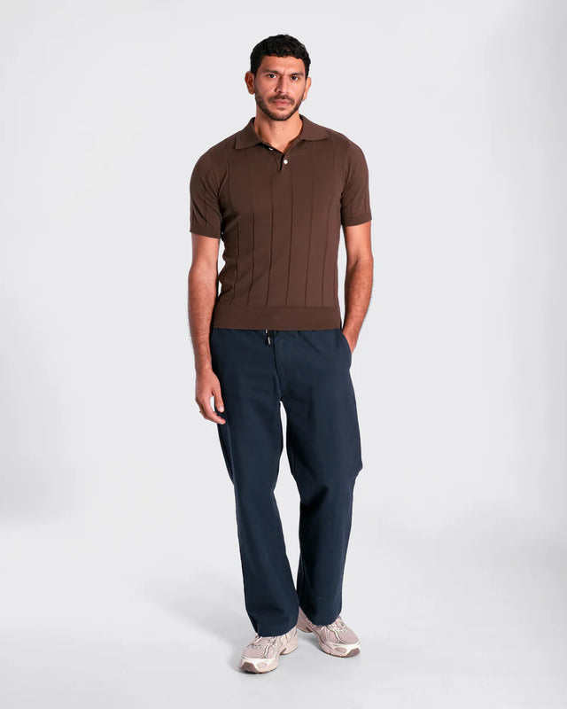 Far Afield Jacobs Knitted Polo Shirt - Brown