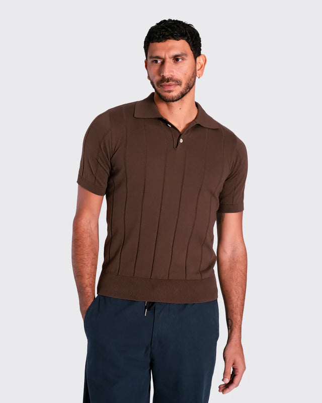 Far Afield Jacobs Knitted Polo Shirt - Brown