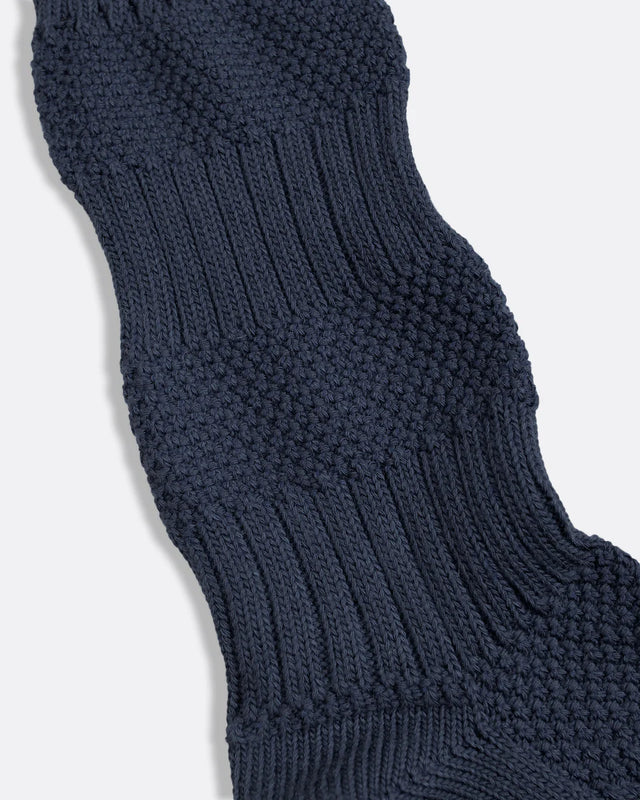 Far Afield Textured Stripe Socks - Navy
