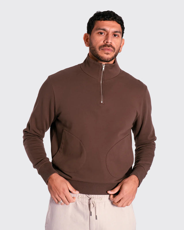 Far Afield Funnel Neck Sweatshirt - Brown