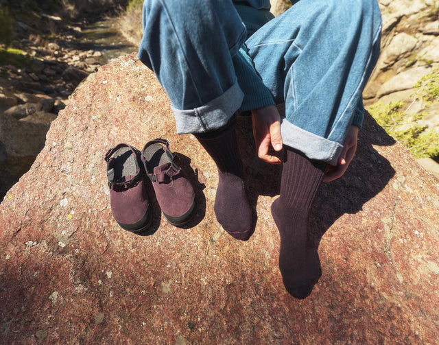 Bedrock Sandals Mountain Clog - Deep Plum Suede Leather