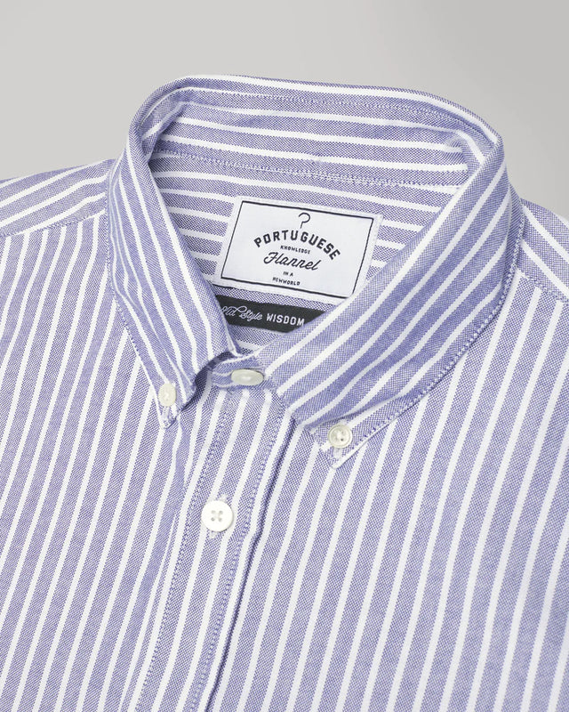 Portuguese Flannel Belavista Stripe Oxford Button Down Shirt - Blue