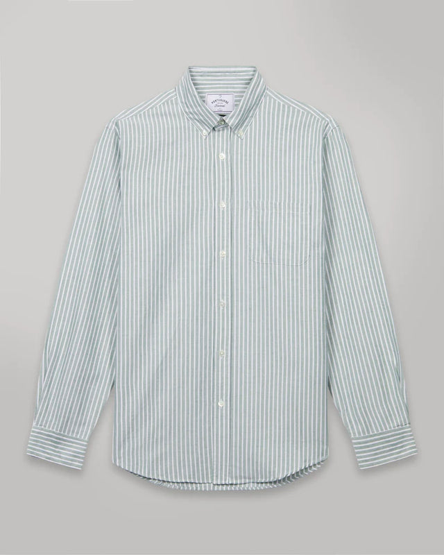 Portuguese Flannel Belavista Stripe Oxford Button Down Shirt - Green