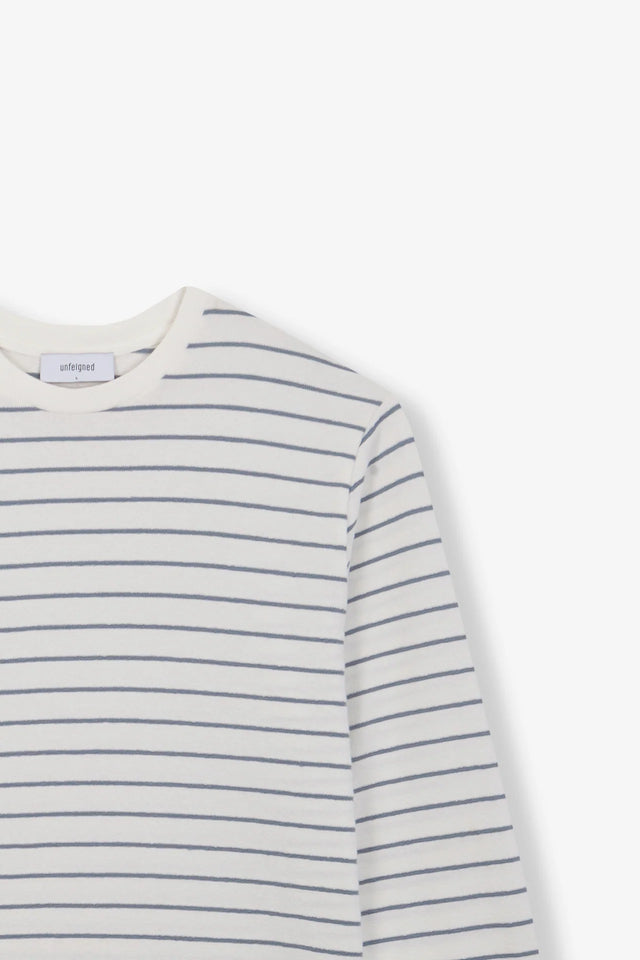 Unfeigned Basic Long Sleeve T-Shirt Terry - Marine Stripe