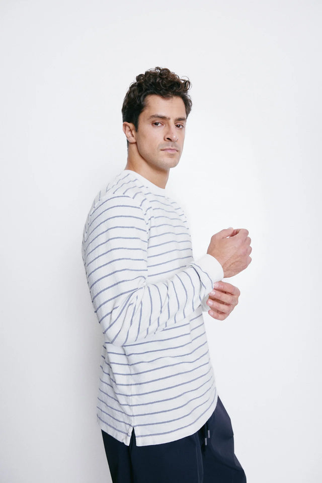Unfeigned Basic T-Shirt Terry - Marine Stripe