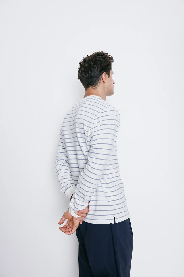 Unfeigned Basic Long Sleeve T-Shirt Terry - Marine Stripe