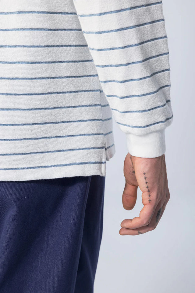 Unfeigned Basic Long Sleeve T-Shirt Terry - Marine Stripe