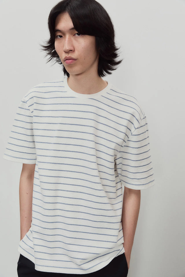 Unfeigned Basic Long Sleeve T-Shirt Terry - Marine Stripe