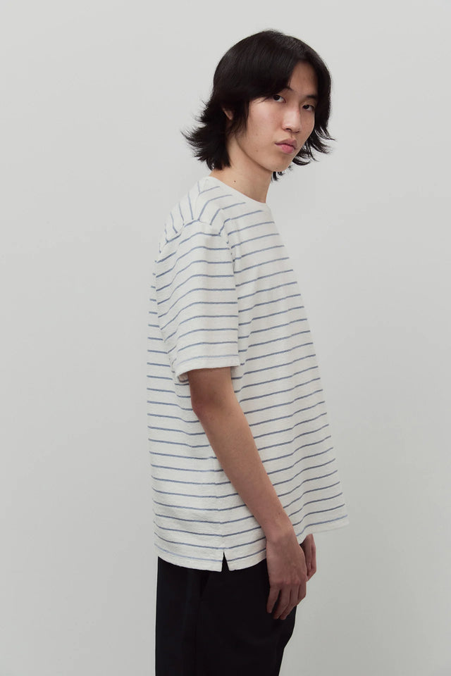 Unfeigned Basic Long Sleeve T-Shirt Terry - Marine Stripe