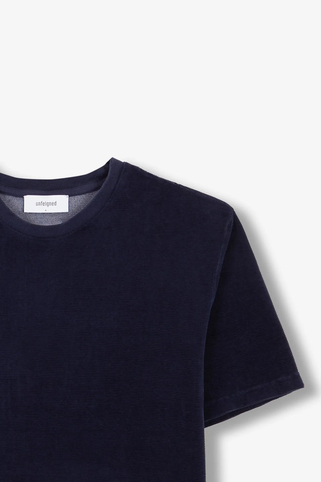 Unfeigned Basic Velour T-Shirt - Navy