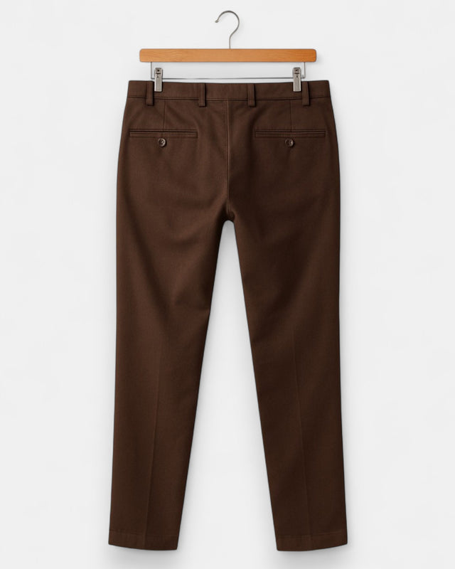 MCS Cotton & Lyocell Twill Stretch Trouser - Dark Brown