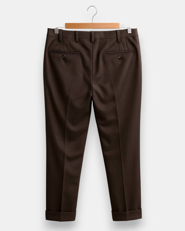 MCS Pleated Wool Flannel Trouser - Dark Brown
