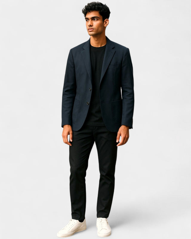 MCS Cotton & Cashmere Twill Rolled Three Button Blazer