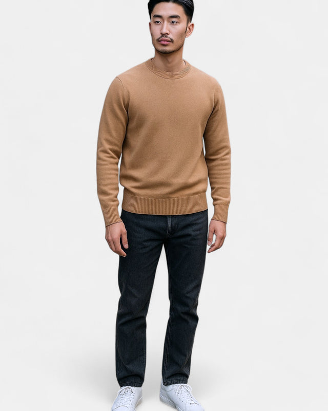 MCS Lambswool Crew Neck Pullover - Light Camel