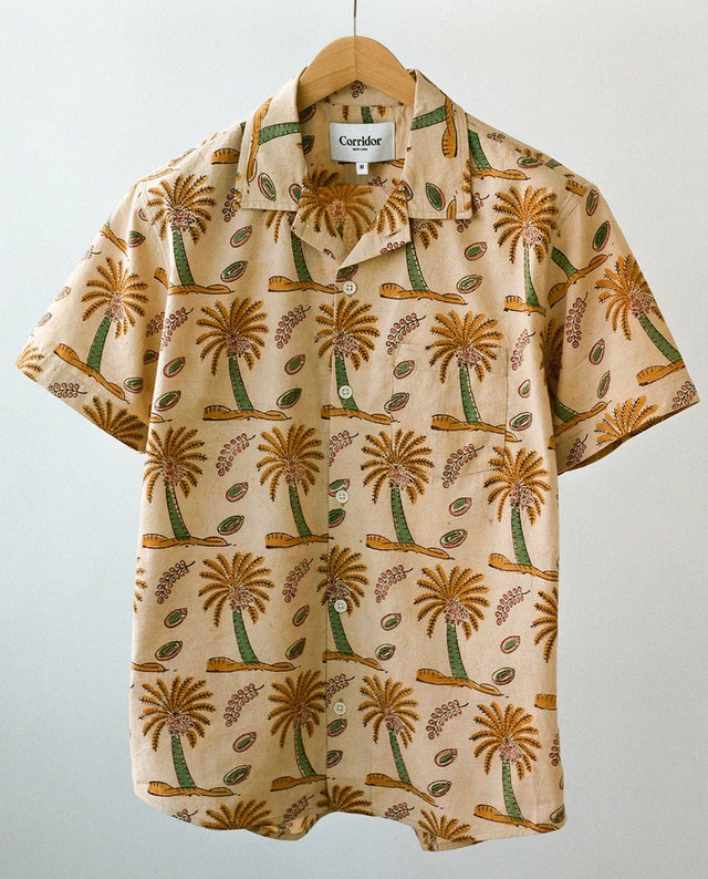 Corridor Palm Handblock Short Sleeve Camp Shirt