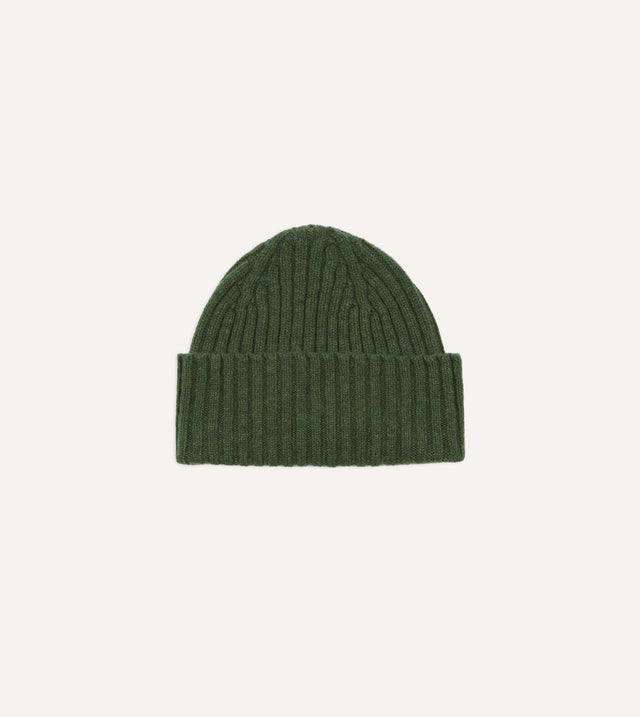 Drake's Lambswool Ribbed Knit Cap - Green