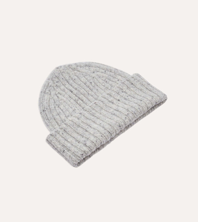 Drake's Donegal Ribbed Merino Knit Cap - Light Grey