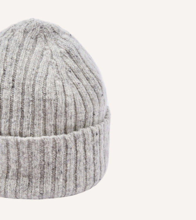 Drake's Donegal Ribbed Merino Knit Cap - Light Grey