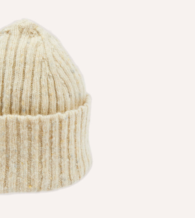 Drake's Donegal Ribbed Merino Knit Cap - Oatmeal