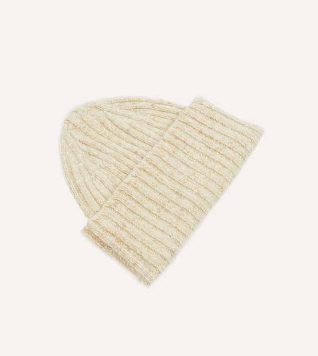 Drake's Donegal Ribbed Merino Knit Cap - Oatmeal