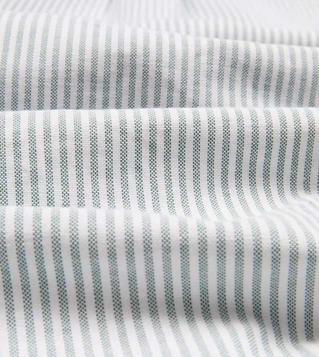 Drake's Ticking Stripe Cotton Oxford Cloth Button-Down Shirt - Green