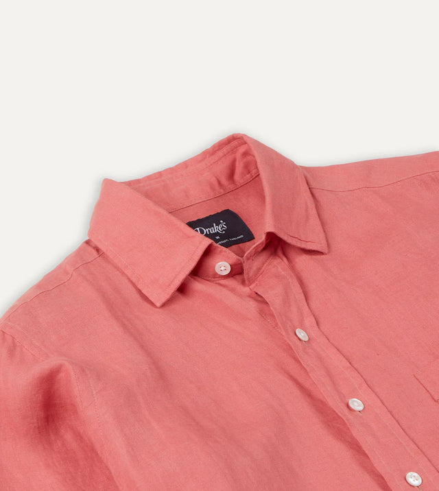 Drake's Linen Summer Shirt - Pink