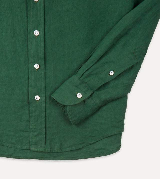 Drake's Linen Summer Shirt - Forest Green