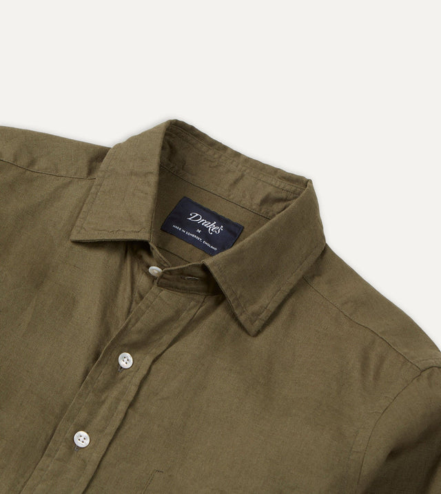 Drake's Linen Summer Shirt - Khaki Green